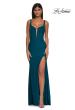 Picture of: Corset Jersey Prom Dress with Deep V Neckline in Dark Teal, Style: 32763, Detail Picture 2