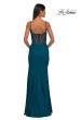 Picture of: Corset Jersey Prom Dress with Deep V Neckline in Dark Teal, Style: 32763, Detail Picture 3