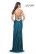 Picture of: Illusion Lace Bodice Prom Dress with Rhinestones in Dark Teal, Style: 31988, Detail Picture 4