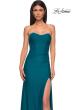 Picture of: Jersey Long Prom Dress with Ruching and Chic Rhinestone Neckline in Dark Teal, Style 32756, Detail Picture 5