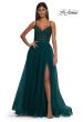 Picture of: Beautiful A-line Tulle Dress with Eyelet Neckline and Lace Top in Dark Teal, Style: 32594, Detail Picture 6
