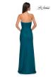 Picture of: Jersey Long Prom Dress with Ruching and Chic Rhinestone Neckline in Dark Teal, Style 32756, Detail Picture 6