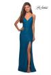 Picture of: Form Fitting Lace Dress with V Neckline and Slit in Dark Turquoise, Style: 27614, Detail Picture 3