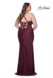 Picture of: Ruched Jersey Plus Dress with Lace Up Back in Dark Wine, Style: 32195, Detail Picture 2