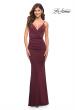 Picture of: Versatile Ruched Jersey Dress with Faux Wrap Top in Dark Wine, Style: 30780, Detail Picture 8