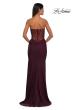Picture of: Evening Dress with Illusion Strapless Bodice and Lace Applique in Dark Wine, Style: 32912, Detail Picture 8