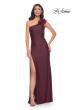 Picture of: One Shoulder Jersey Gown with Feather Detail in Red, Style: 32076, Detail Picture 1