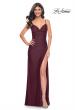 Picture of: Chic Jersey Dress with Ruching and Illusion Back in Dark Wine, Style: 32287, Detail Picture 2