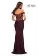 Picture of: Luxe Off the Shoulder Gown with Mesh Side and Back Panels in Red, Style: 30449, Detail Picture 4