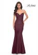 Picture of: Simple Jersey Mermaid Prom Dress with Structured Hem in Dark Wine, Style: 32289, Detail Picture 5