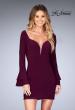 Picture of: Short Jersey Dress with Ruffle Sleeves and Strappy Back in Burgundy, Style: 25366, Main Picture