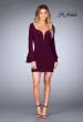 Picture of: Short Jersey Dress with Ruffle Sleeves and Strappy Back in Burgundy, Style: 25366, Detail Picture 3