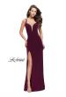 Picture of: Long Classic Prom Dress with Side Leg Slit and Deep V in Burgundy, Style: 25648, Main Picture