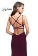 Picture of: Long Classic Prom Dress with Side Leg Slit and Deep V in Burgundy, Style: 25648, Back Picture