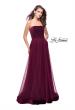 Picture of: Long Strapless Prom Dress with Velvet Bodice Detail in Burgundy, Style: 25408, Detail Picture 1