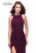 Picture of: Beaded Velvet Patterned Long Prom Dress with Slit in Burgundy, Style: 26116, Detail Picture 1