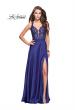 Picture of: Beaded and Embroidered Lace Prom Dress with Slit in Dark Blue, Style: 26124, Main Picture