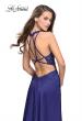 Picture of: Beaded and Embroidered Lace Prom Dress with Slit in Dark Blue, Style: 26124, Back Picture
