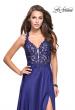 Picture of: Beaded and Embroidered Lace Prom Dress with Slit in Dark Blue, Style: 26124, Detail Picture 2