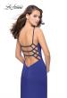 Picture of: Long Classic Form Fitting Prom Dress with Leg Slit in Dark Periwinkle, Style: 26274, Back Picture