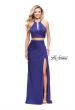 Picture of: Two Piece Jersey Prom Dress with Wrap Style Ruching in Dark Periwinkle, Style: 25731, Detail Picture 1