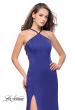 Picture of: Jersey Prom Dress with Beaded Straps and High Neckline in Dark Periwinkle, Style: 25698, Detail Picture 2