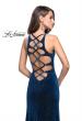 Picture of: Sparkling Velvet Prom Dress with Rhinestone Beading in Dark Teal, Style: 25679, Back Picture