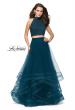 Picture of: Two Piece Prom Gown with Ruffle Tulle Skirt and Beading in Dark Teal, Style: 26077, Detail Picture 2