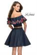 Picture of: Denim Two Piece Dress with Floral Detail and Pockets in Dark Wash, Style: 26627, Back Picture