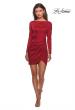 Picture of: Long Sleeve Dress with Wrap Skirt and Open Back in Deep Red, Style: 28192, Detail Picture 2