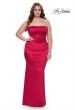 Picture of: Strapless Satin Plus Size Dress with Ruching in Deep Red, Style: 32194, Detail Picture 2