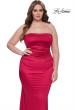 Picture of: Strapless Satin Plus Size Dress with Ruching in Deep Red, Style: 32194, Detail Picture 7