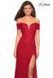 Picture of: Off The Shoulder Long Stretch Lace Prom Dress in Deep Red, Style: 26998, Main Picture