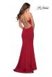 Picture of: Long Jersey Prom Dress with Beaded Strappy Back in Deep Red, Style: 28526, Main Picture