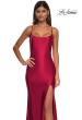 Picture of: Chic Stretch Satin Dress with Illusion Mesh Back in Deep Red, Style: 32640, Detail Picture 10