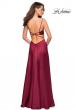 Picture of: Satin Formal Prom Gown with Scoop Neck and Pockets in Deep Red, Style: 26977, Back Picture