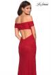 Picture of: Off The Shoulder Long Stretch Lace Prom Dress in Deep Red, Style: 26998, Back Picture
