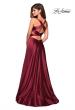 Picture of: Metallic Satin Dress with Wrap Around Top and Pockets in Deep Red, Style: 27487, Back Picture