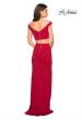 Picture of: Faux Two Piece Long Off the Shoulder Prom Dress in Deep Red, Style: 27496, Back Picture