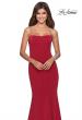 Picture of: Long Jersey Prom Dress with Beaded Strappy Back in Deep Red, Style: 28526, Back Picture