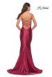 Picture of: Liquid Jersey Mermaid Gown with Lace Up Back in Deep Red, Style: 31295, Back Picture