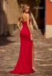 Picture of: Chic Jersey Evening Dress with V Neckline in Deep Red, Style: 32784, Back Picture