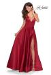 Picture of: V-Neck Satin Prom Dress with Lace Up Back, Style: 28628