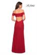 Picture of: Off The Shoulder Long Stretch Lace Prom Dress in Deep Red, Style: 26998, Detail Picture 2