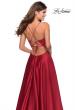 Picture of: V-Neck Satin Prom Dress with Lace Up Back in Deep Red, Style: 28628, Detail Picture 2