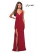 Picture of: Classic Form Fitting Jersey Floor Length Prom Dress in Deep Red, Style: 27581, Detail Picture 3