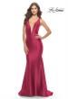 Picture of: Trumpet Liquid Jersey Dress with Deep V Mesh Neckline in Deep Red, Style: 31377, Style: 31377