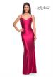 Picture of: Chic Stretch Satin Gown with V Neckline and Ruching in Deep Red, Style: 32075, Detail Picture 3