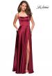 Picture of: Satin Formal Prom Gown with Scoop Neck and Pockets in Deep Red, Style: 26977, Detail Picture 4