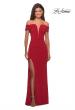 Picture of: Long Off The Shoulder Prom Dress with Deep V-Neck in Deep Red, Style: 28132, Detail Picture 4
